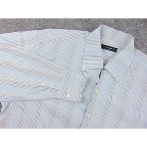 Equilibrio Button Down Shirt Mens Large Blue Tan Striped Long Sleeve Italy